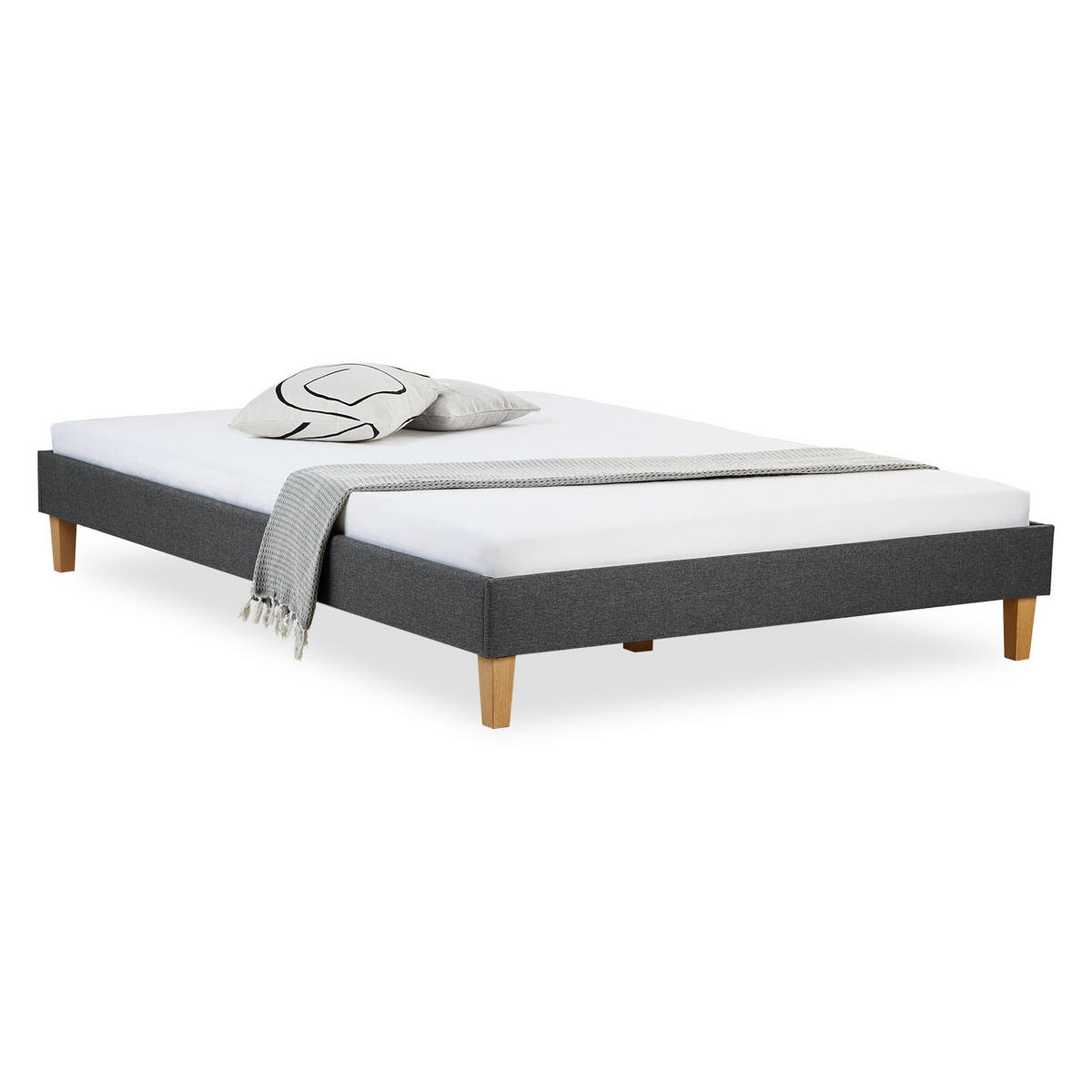 POLSTERBETT mit Lattenrost 140/200 cm in Grau - Grau, Textil (140/200cm) - Homestyle4u