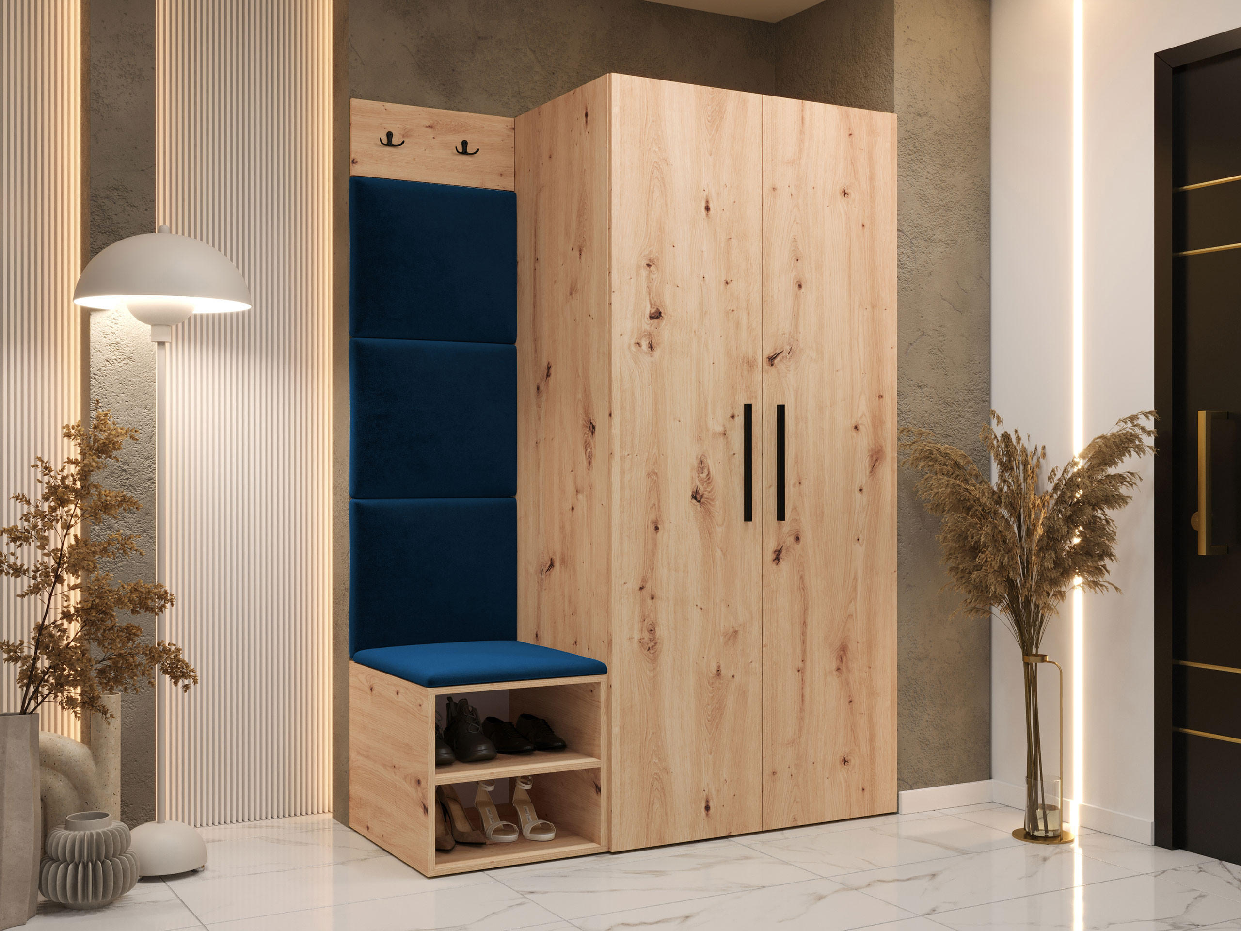 GARDEROBEN-SET Medi IV - Blau/Schwarz, Holzwerkstoff/Kunststoff (80/191/50cm) - MIRJAN24