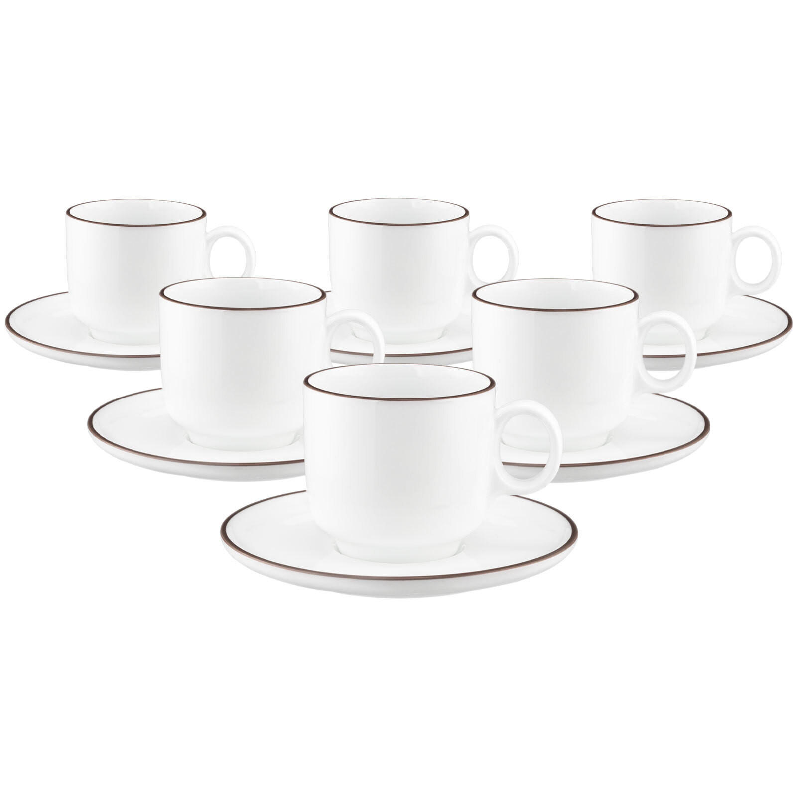 CAPPUCCINOTASSEN MIT UNTERTASSEN Sento Home Pure Lines Chocolate Brown 300 ml 6er Set - Dunkelbraun, Keramik (0.3L) - Seltmann Weiden