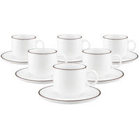 CAPPUCCINOTASSEN MIT UNTERTASSEN Sento Home Pure Lines Chocolate Brown 300 ml 6er Set - Dunkelbraun, Keramik (0.3L) - Seltmann Weiden