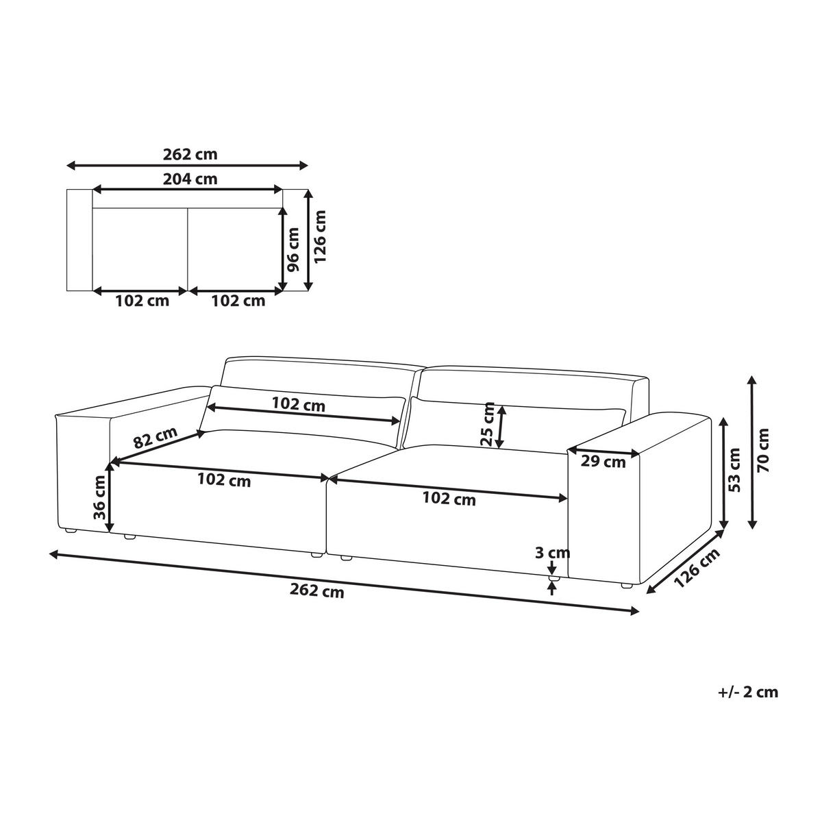 2-SITZER-SOFA hellbraun Hellnar - Braun, Textil (262/70/126cm) - Beliani
