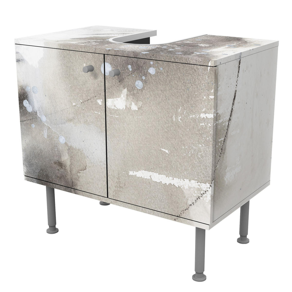 WASCHBECKENUNTERSCHRANK Mystische Objekte I 60/55/35 cm - Grau, Holzwerkstoff (60/55/35cm) - Bilderwelten