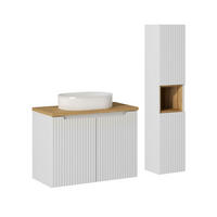 KOPALNIŠKO POHIŠTVO 80cm Riva 2-delni komplet Bela in lesena - bela, leseni material (80/57/40cm) - Petits-meubles