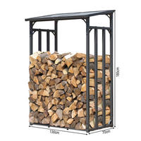 KAMINHOLZREGAL Außen 130x70x185 cm Metall Anthrazit 1,6 m³ / 2 SRM - Anthrazit, Metall (130/185/70cm) - QUICK STAR