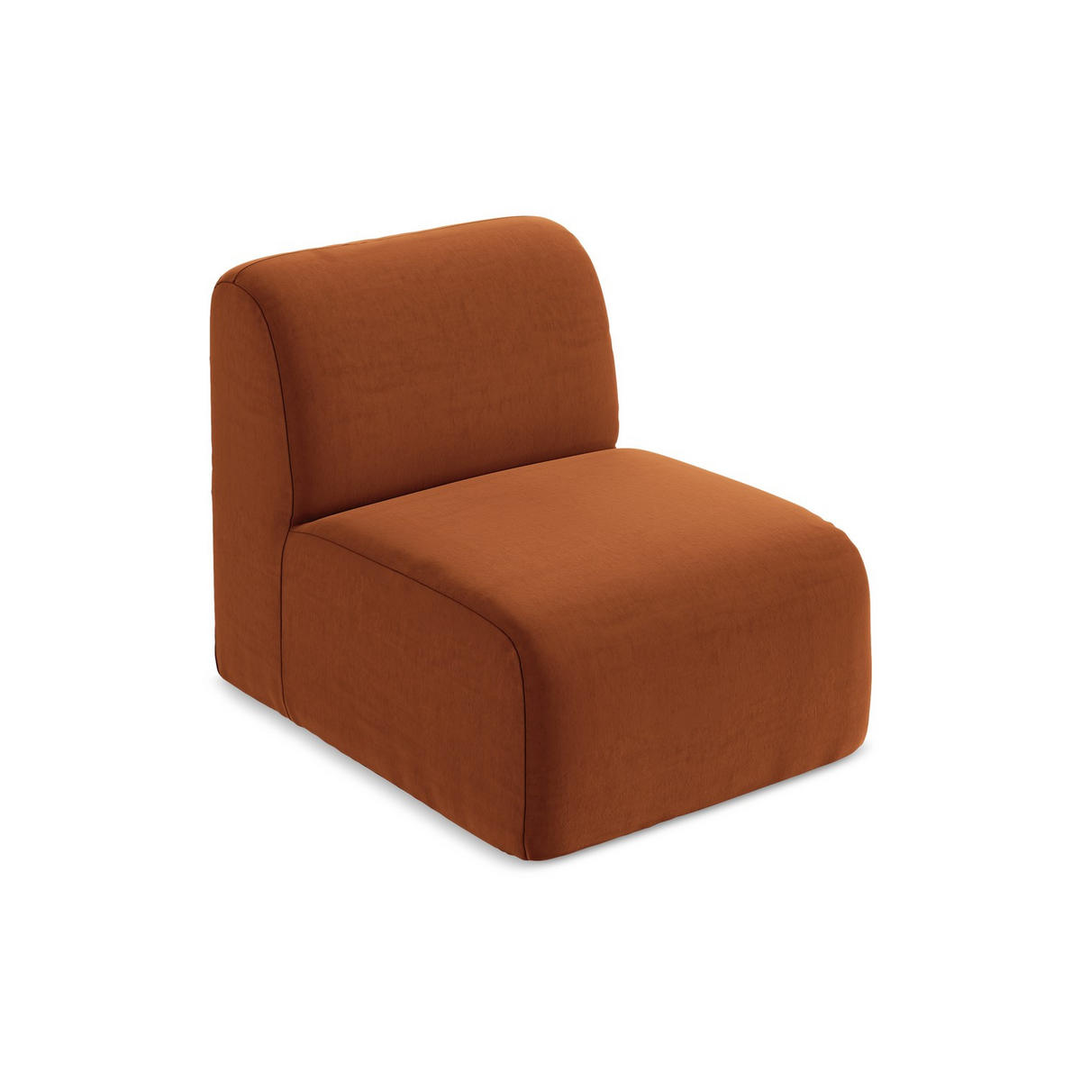 SOFAELEMENT Samt Stoff Orange - Terracotta/Schwarz, Holzwerkstoff/Kunststoff (70/75/94cm) - LaMiaSofa