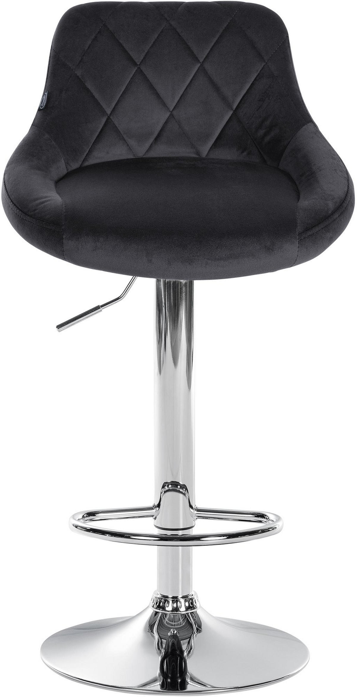 BARHOCKER 2er Set Samt dunkelgrau - Chromfarben/Dunkelgrau, Textil/Metall (46/83/49cm) - CLP
