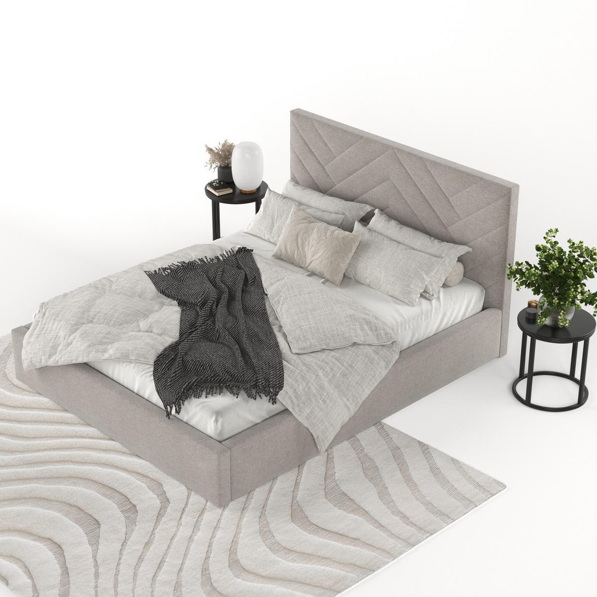 POLSTERBETT Arco 140/200 cm Beige im Asti Stoff - Beige/Schwarz, Holz/Holzwerkstoff (140/200cm) - AltaBeds