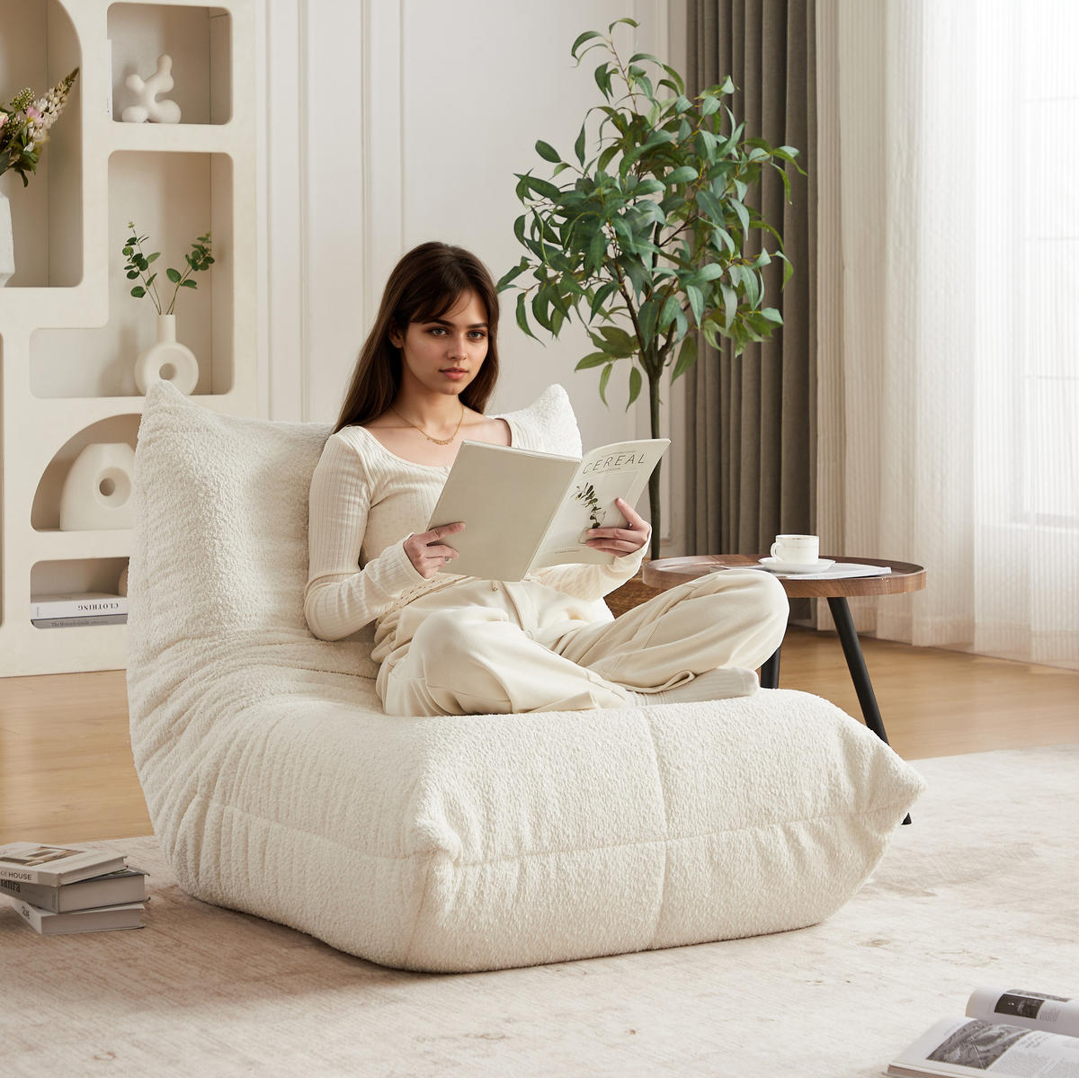 SITZSACK SOFA aus Chenille Beige - Beige, Kunststoff (94/71/101cm) - Beauniv