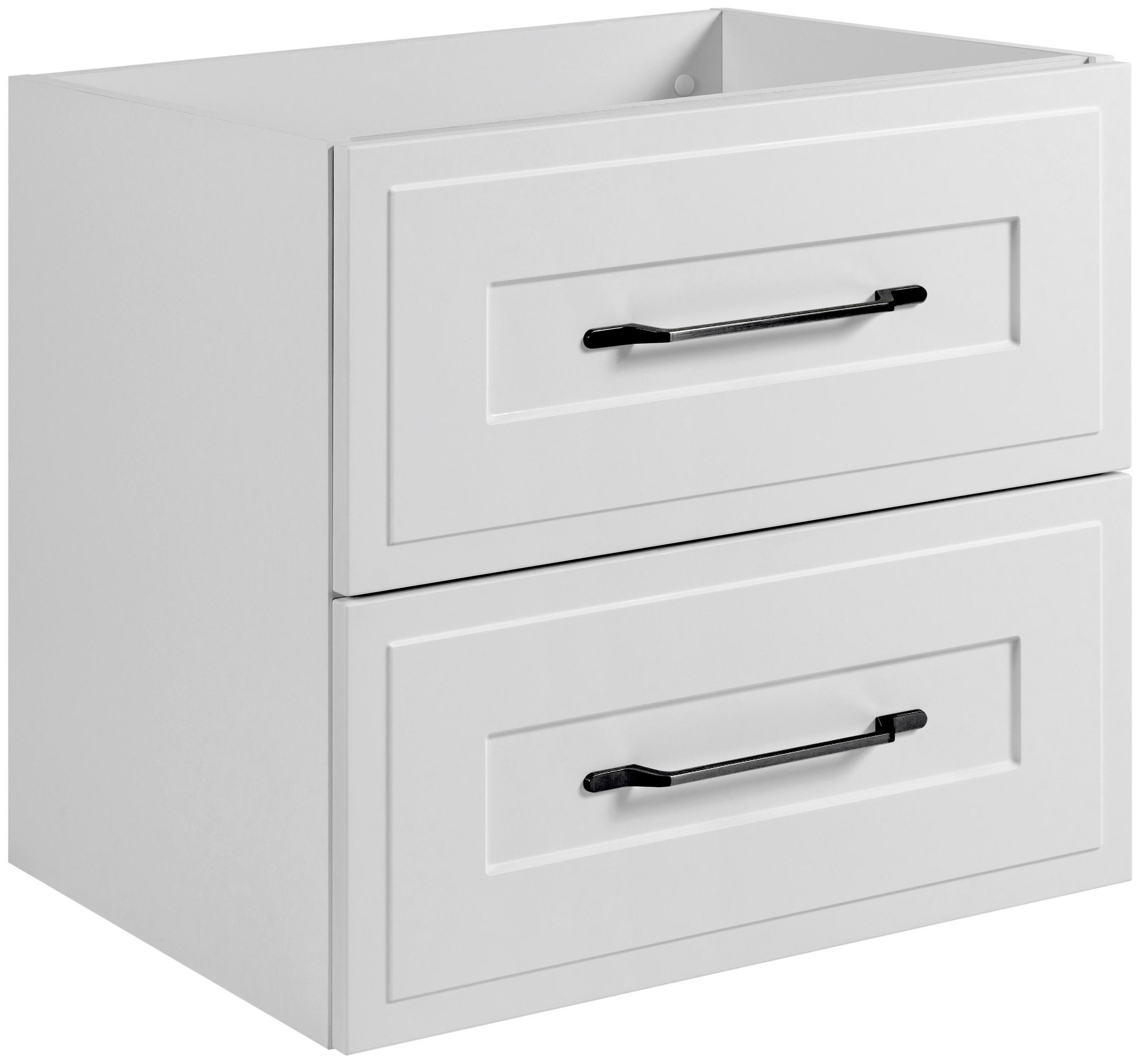 WASCHTISCHUNTERSCHRANK im klassischen Stil, weiß, 60 x 57 x 46 cm - Schwarz/Weiß, Holzwerkstoff (60/57/46cm) - 3XE LIVING