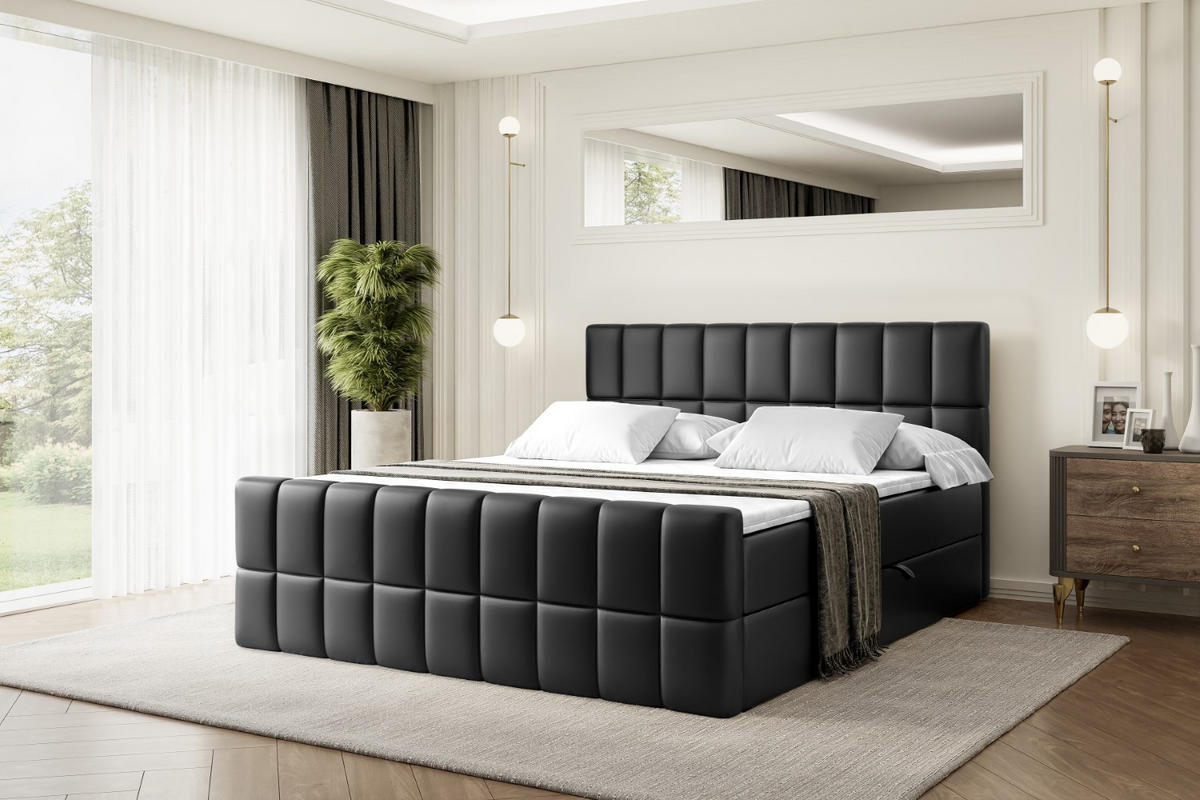 BOXBETT MIAMI-Z - 200x200 cm - H4 - Schwarz Hochglanz - Schwarz Hochglanz, Holzwerkstoff (200/200cm) - ALTDECOR