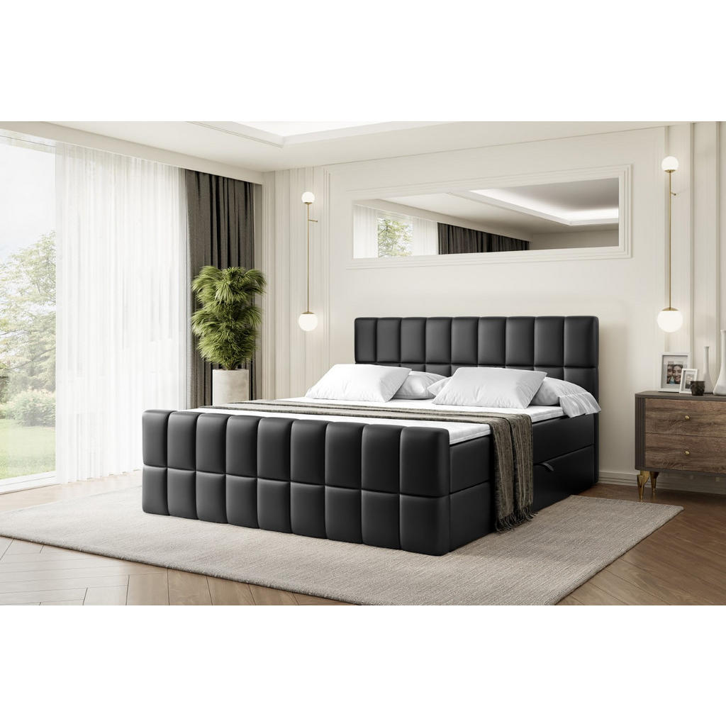 Thumbnail - Altdecor Boxbett, Schwarz Hochglanz, Holzwerkstoff, Höhe ca. 20 cm, 160x200 cm, Schlafzimmer, Betten, Boxspringbetten