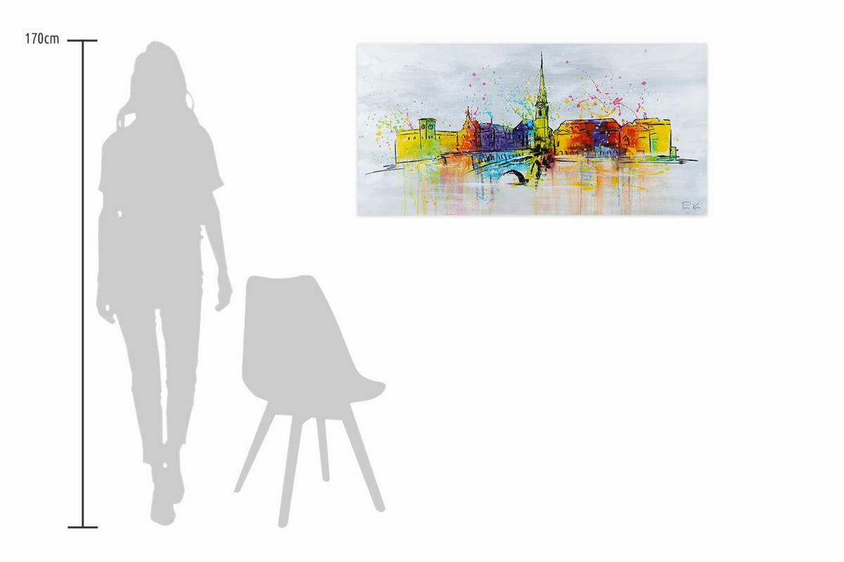OLEJOMAĽBA 120/60 cm, Mesto a architektúra - sivá, drevo/textil (120/60cm) - KUNSTLOFT