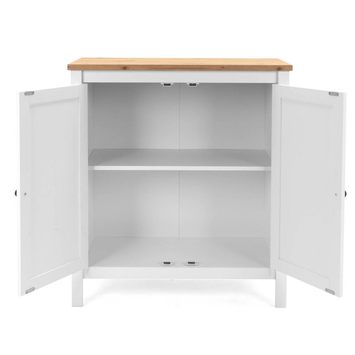 SIDEBOARD 80/90/40 cm Weiß, Natur - Chromfarben/Weiß, Holz (80/90/40cm) - Homestyle4u