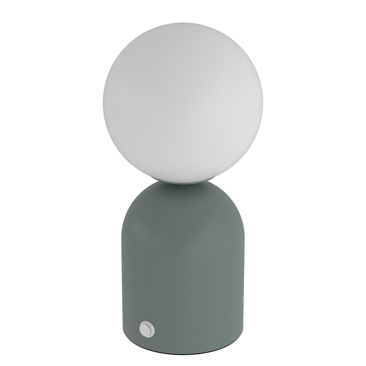 AKKU-TISCHLEUCHTE - Opalglas / Eisen - Weiß / Salbei - Weiß/Grün, Glas/Metall (10/10/21cm) - home24