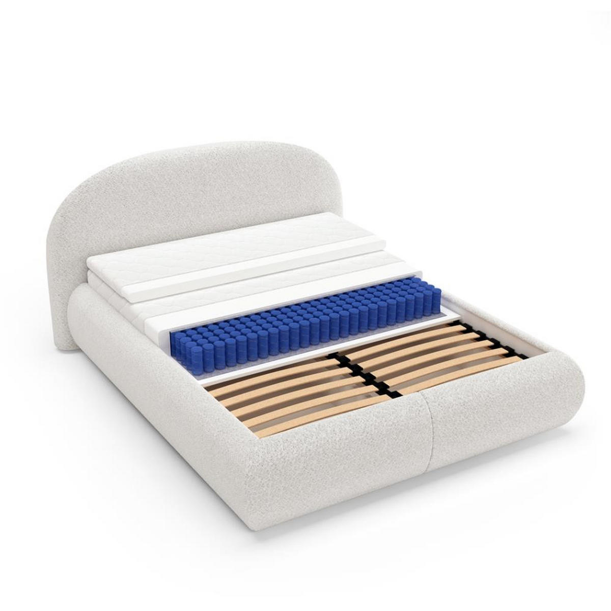 POLSTERBETT Motti mit Matratze und Topper, 160x200 cm, Beige - Beige, Textil (180/200cm) - Beautysofa