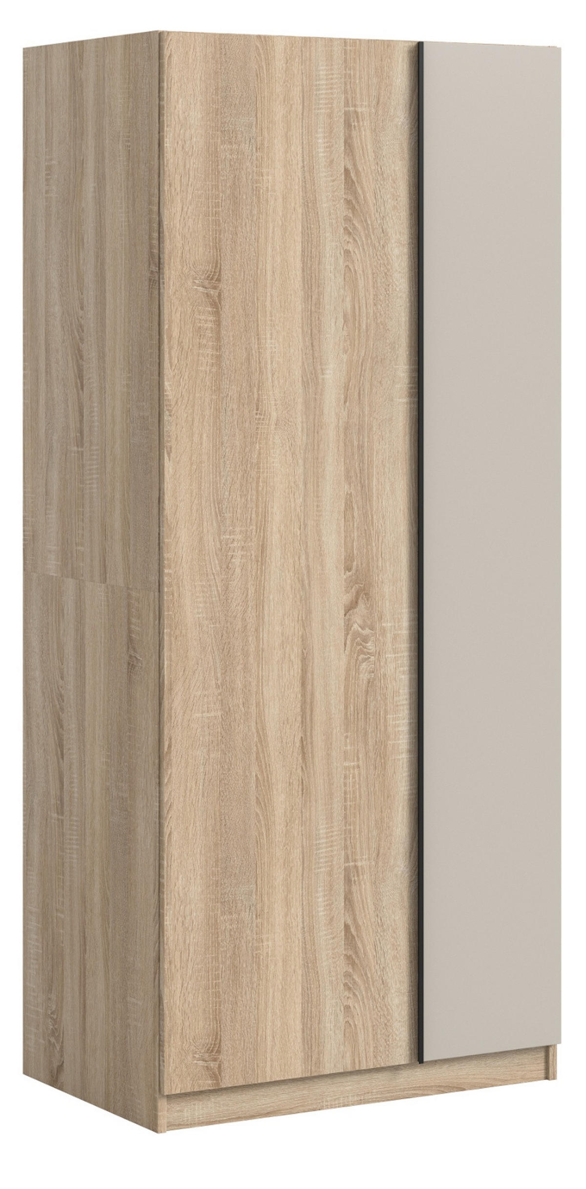 KLEIDERSCHRANK Eiche Sonoma, Kaschmir 2-türig 80 x 183 cm, Drehtürenschrank inklusive Einlegeböden - Kaschmir/Eichefarben, Holzwerkstoff/Kunststoff (80/183/53cm) - Inn.Furn