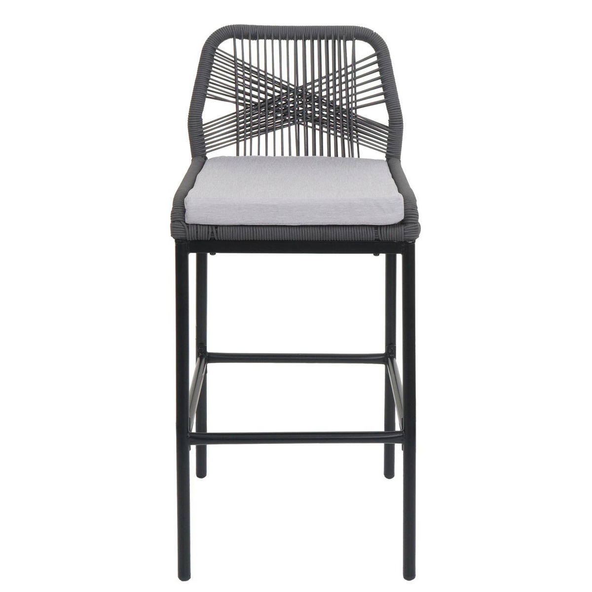 GARTENSTUHL 2er-Set HxBxT 101x45x52cm Sitzhöhe 76cm Anthrazit Kissen Hellgrau Seilgeflecht Metall - Anthrazit, Metall (45/101/52cm) - PROREGAL