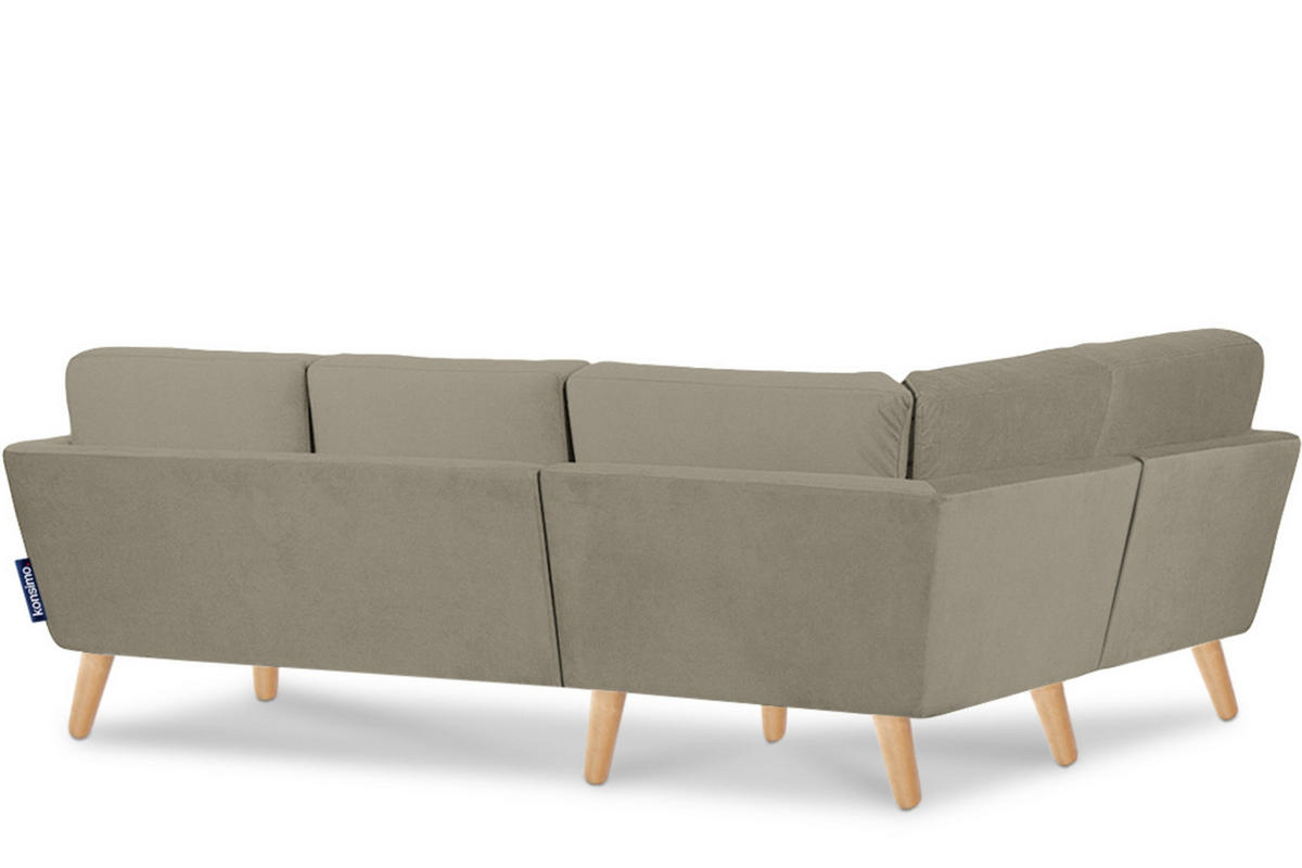 ECKSOFA-LINKS TAGIO 3/4 Sitzer, Beige - Beige/Braun, Buchenholz/Textil (220/181cm) - KONSIMO®