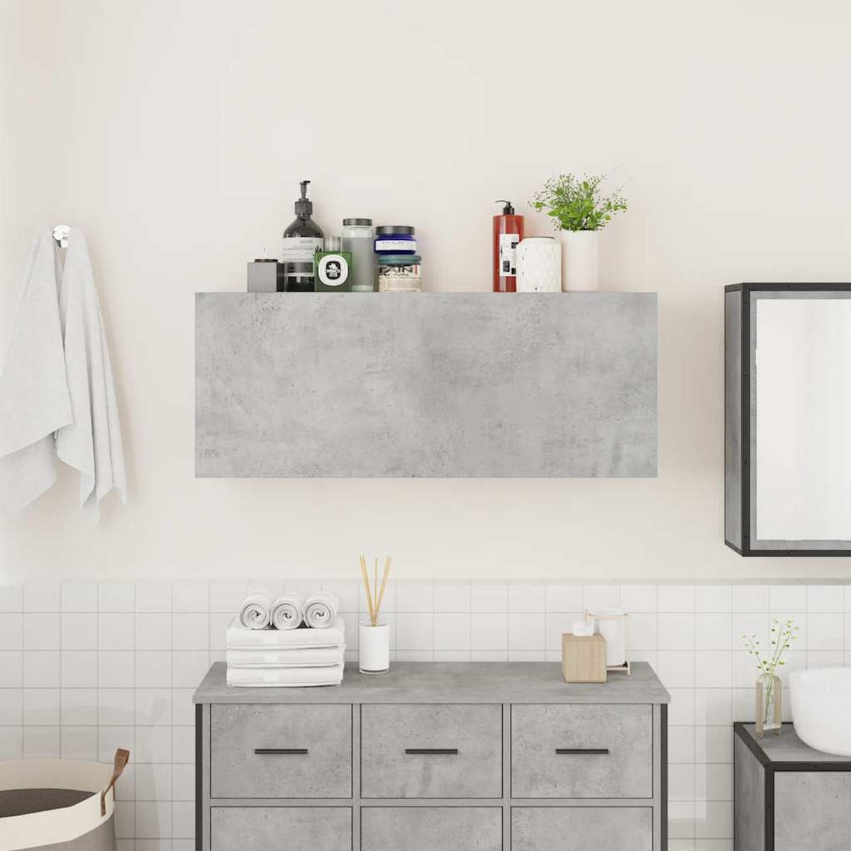 BAD-WANDSCHRANK Betongrau 100/25/40 Cm Holzwerkstoff - Grau, Holzwerkstoff (25/40/100cm) - vidaXL