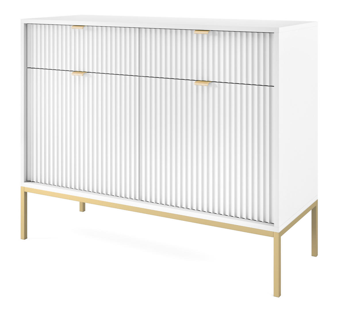 SIDEBOARD Vellore Weiß mit goldenen Metallbeinen 104 cm - Goldfarben/Weiß, Holzwerkstoff/Metall (104/83/39cm) - Selsey