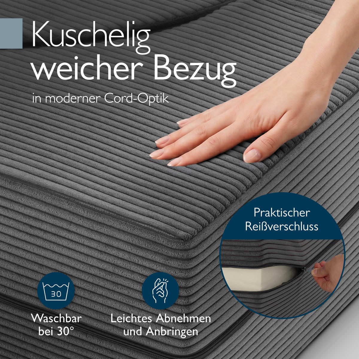 GÄSTESOFA Leova 200x90x30cm Anthrazit - Anthrazit, Textil (90/30/200cm) - Beautissu 