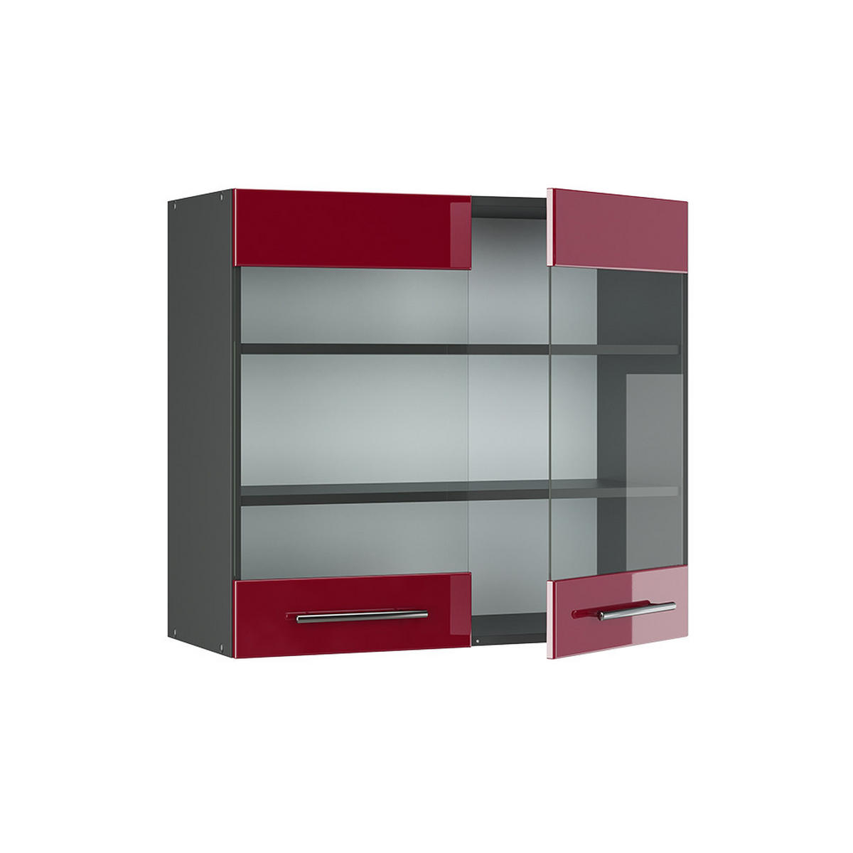 KÜCHENGLASSCHRANK Fame-Line Bordeaux Hochglanz 80 cm - Bordeaux/Anthrazit, Holzwerkstoff (80/72/34.1cm) - Vicco