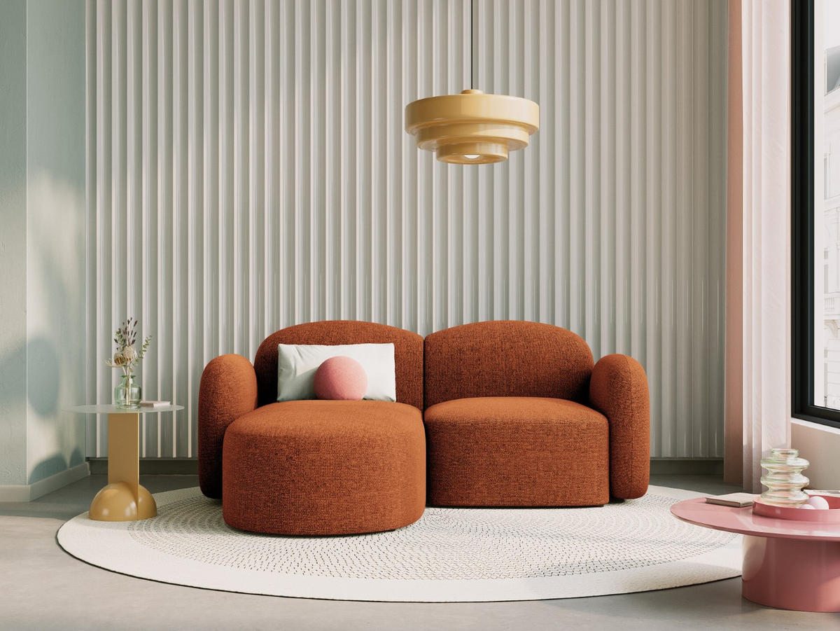ECKSOFA links Blair aus Chenille-Stoff mischung terrakotta 3 Sitzplätze - Terra cotta, Textil (155/194cm) - Micadoni
