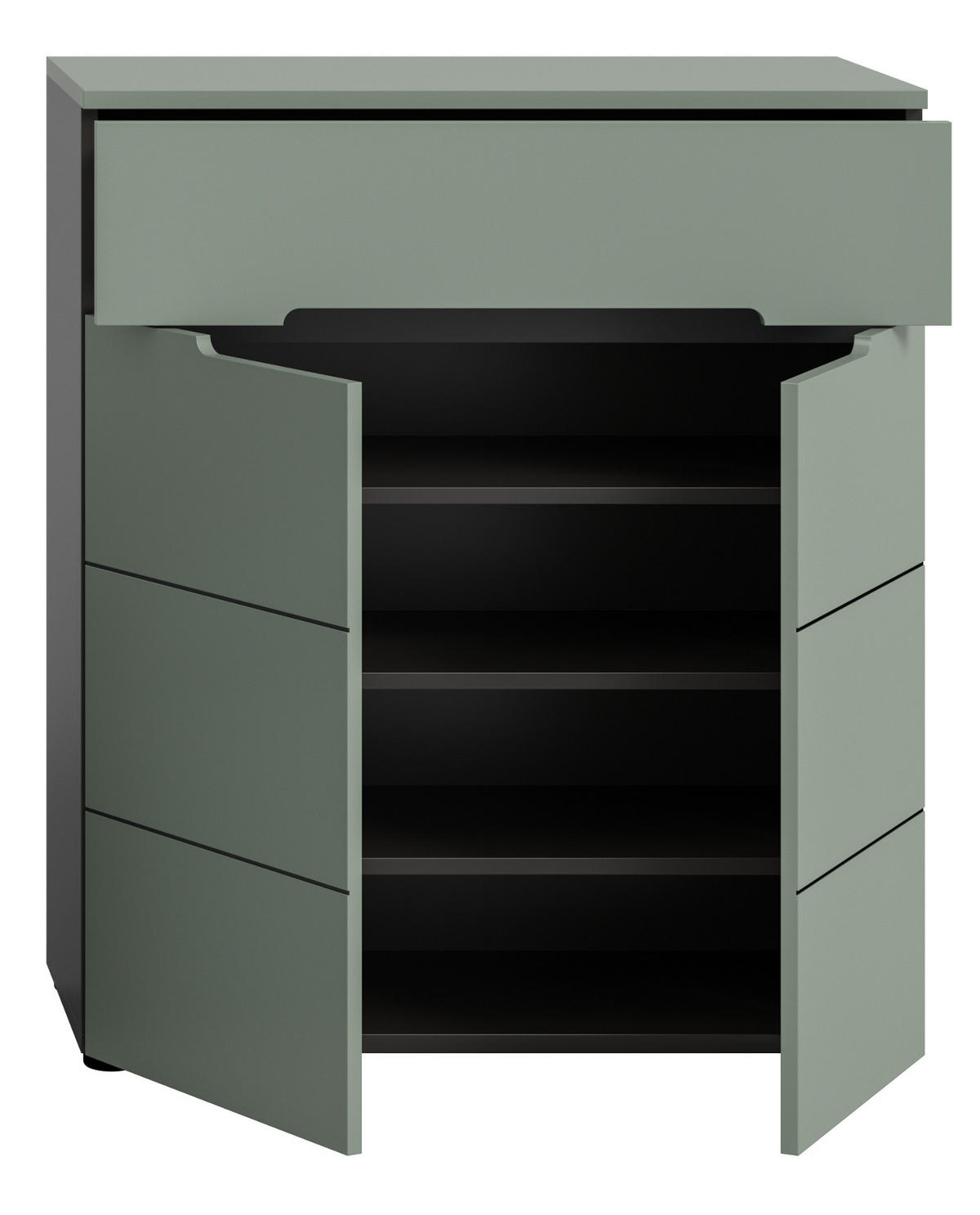 SCHUHKOMMODE Salbei grün, Basalt Grau 80 x 94 cm, Flurkommode mit Soft-Close - Salbeigrün/Schwarz, Holzwerkstoff/Kunststoff (80/94/37cm) - Inn.Furn