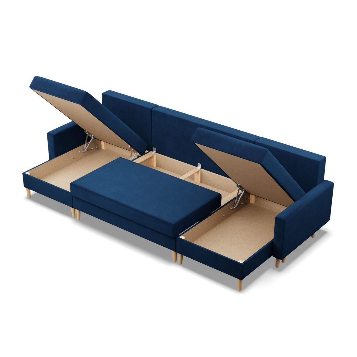 U-ECKSOFA MIT SCHLAFFUNKTION BLANK, Dunkelblau - Blau, Textil (294/92/140cm) - Mebligo