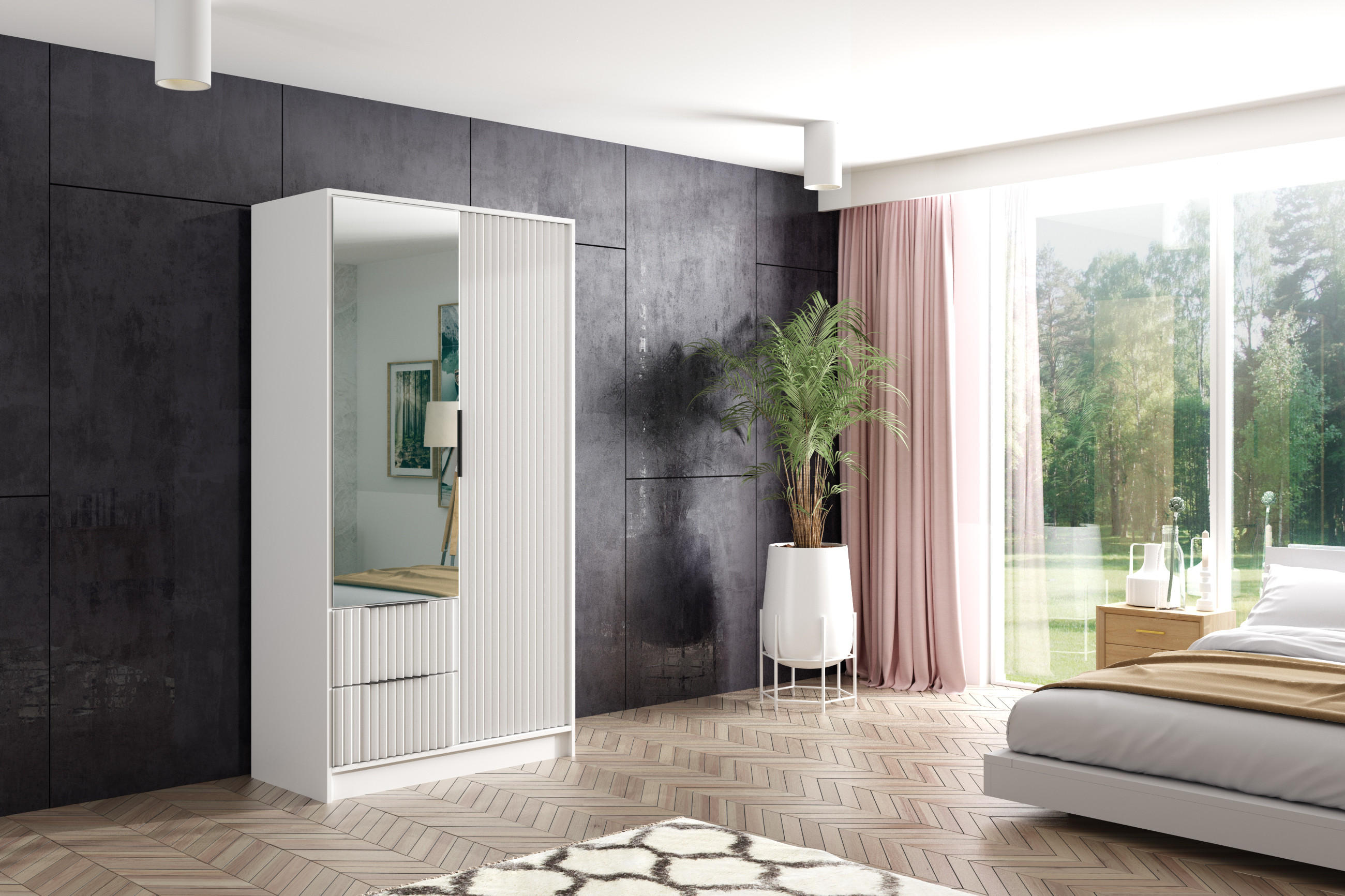 KLEIDERSCHRANK NOA - 120 cm - Weiß - Weiß, Holzwerkstoff (102/200/51cm) - ALTDECOR