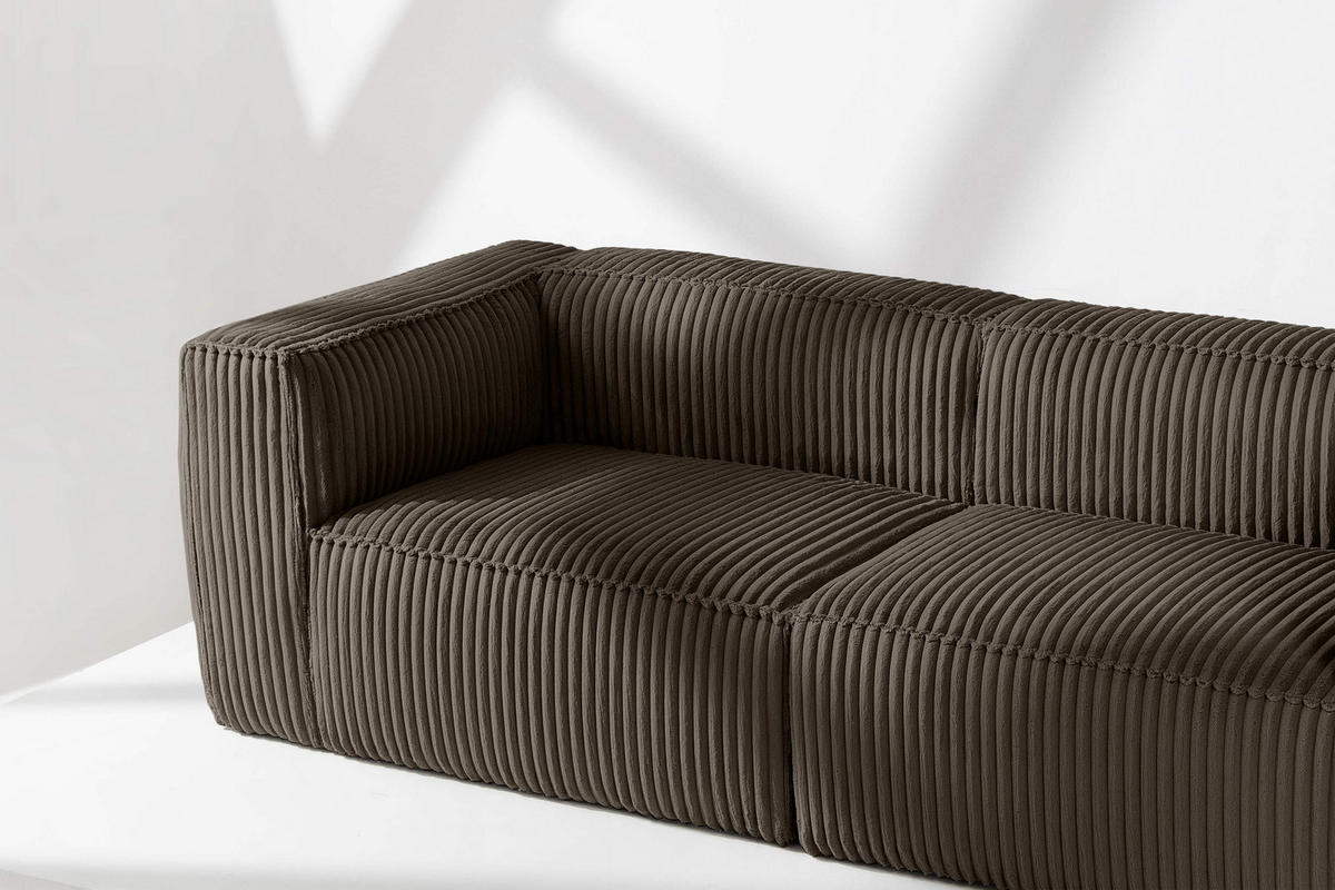 3-SITZER-SOFA FEROX Modern, Cord-Stoff, braun - Braun, Textil (246/73/96cm) - KONSIMO®