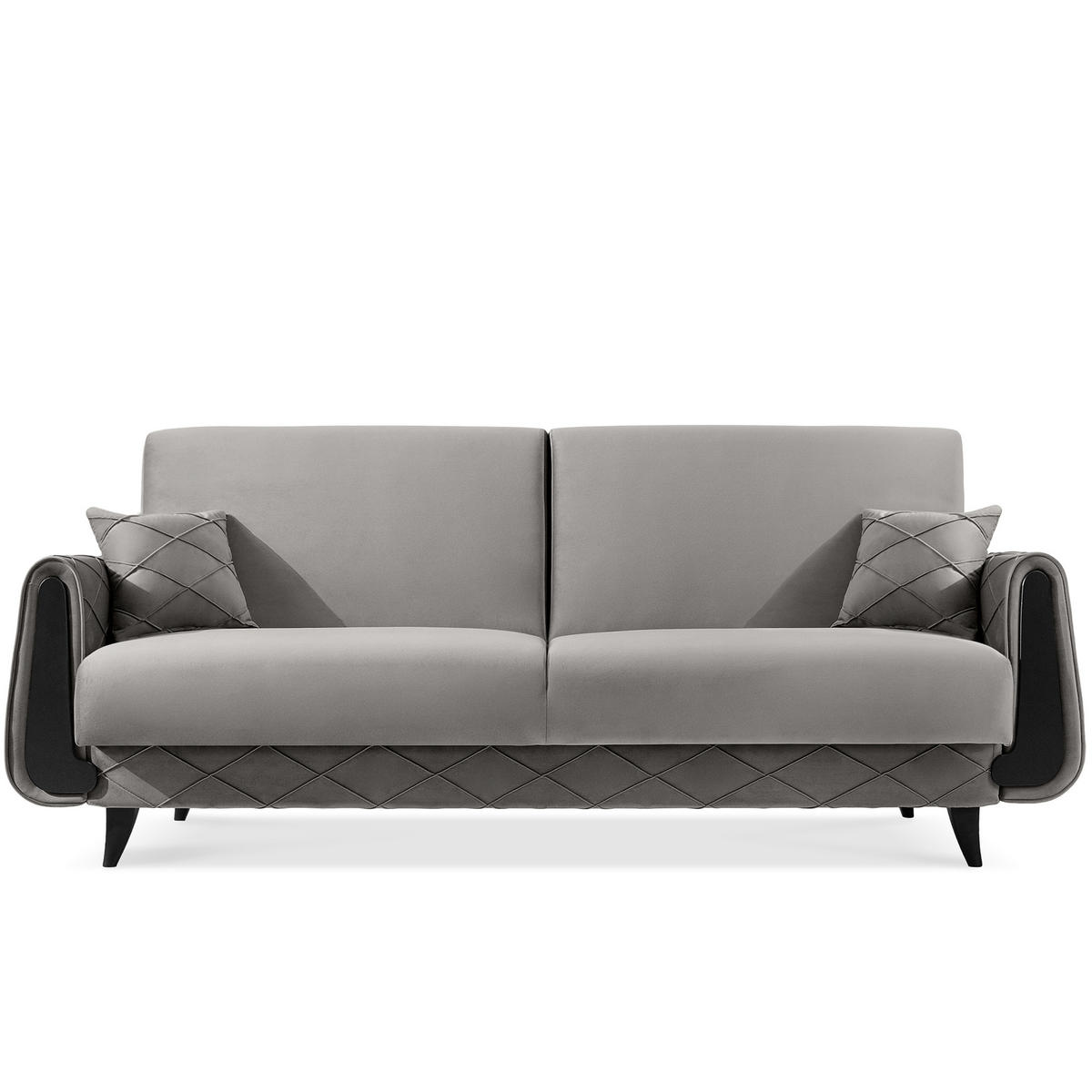 3-SITZER-SOFA GUSTAVO III Sofa 3 Velours, Hellgrau - Hellgrau, Holz/Holzwerkstoff (230/98/98cm) - KONSIMO®