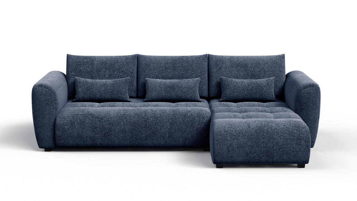 ECKSOFA SORENO 4-Sitzer, dunkelblau - Schwarz/Dunkelblau, Holz/Textil (293/171cm) - Courtois Laville