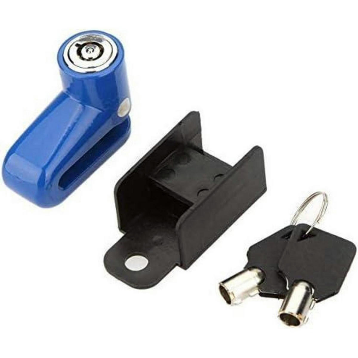 FAHRRADSCHLOSS Scheibenschloss Blau mit Halter - Blau, Metall (6/4/7cm)