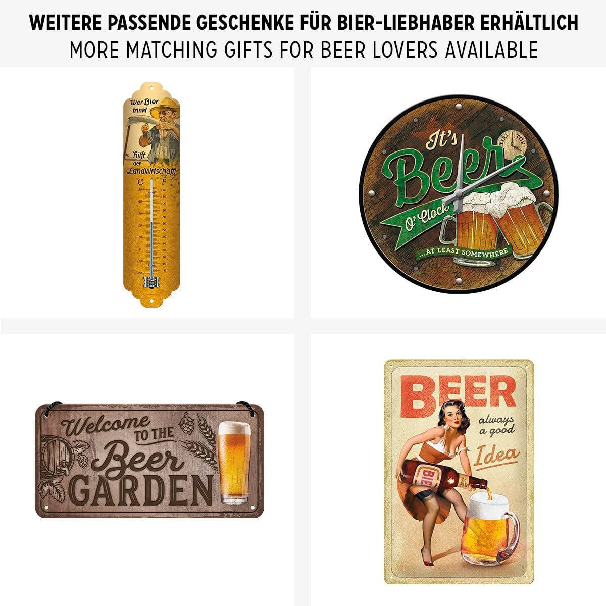 BLECHSCHILD 20/30 cm The Best Beer is an Open One - Multicolor, Metall (20/30/0.2cm) - Nostalgic-Art