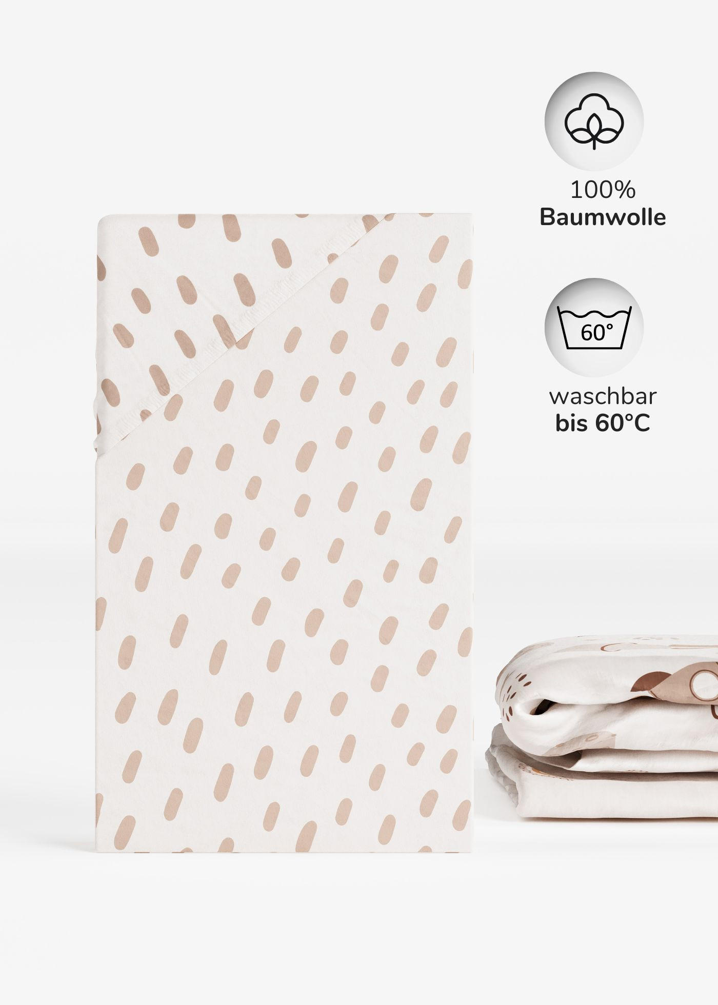 SPANNBETTLAKEN Organic Cute Tiger Spots 100x100 cm | Spannbetttuch für Laufgitter & Babymatratzen - Beige/Naturfarben, Textil (100/100cm) - Sämann – make a difference.