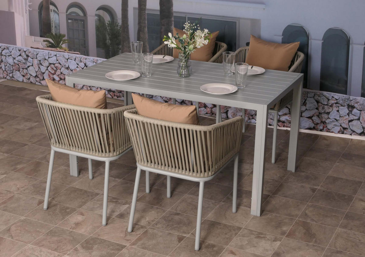 GARTENGARNITUR Grau, Taupe 5-teilig-Set - Taupe/Grau, Metall - MCW
