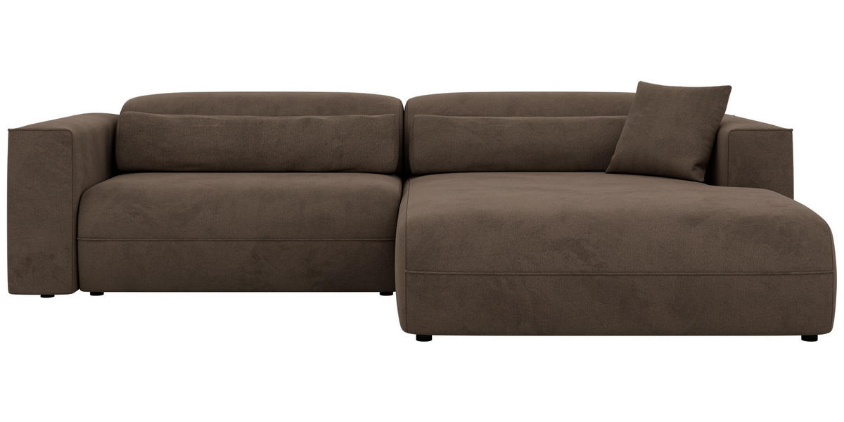 ROHOVÁ SEDAČKA PAZURRO L - Hnedá Samet - Vpravo - hnedá/čierna, textil/plast (288/180cm) - MKS