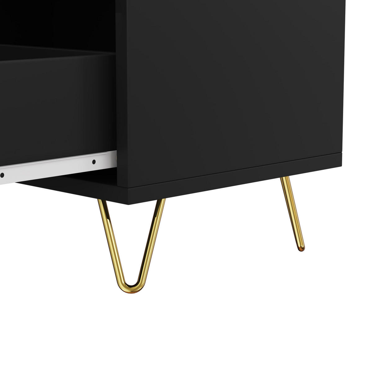 KOMMODE 120/40/77 cm in Schwarz/Gold mit 6 Schubladen - Schwarz, Holzwerkstoff (120/77/40cm) - Flora Grace
