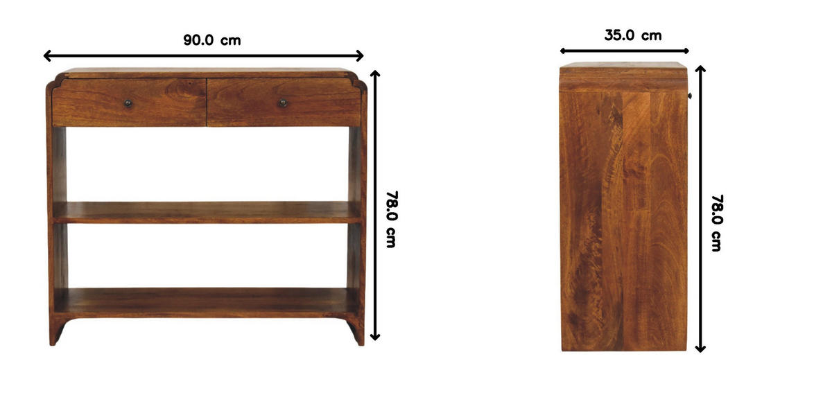KONSOLENTISCH mit Kastanien-Finish, 2 Schubladen, 2 offene Ablagen, braun. - Braun, Holz (35/90/78cm) - Artisan Furniture