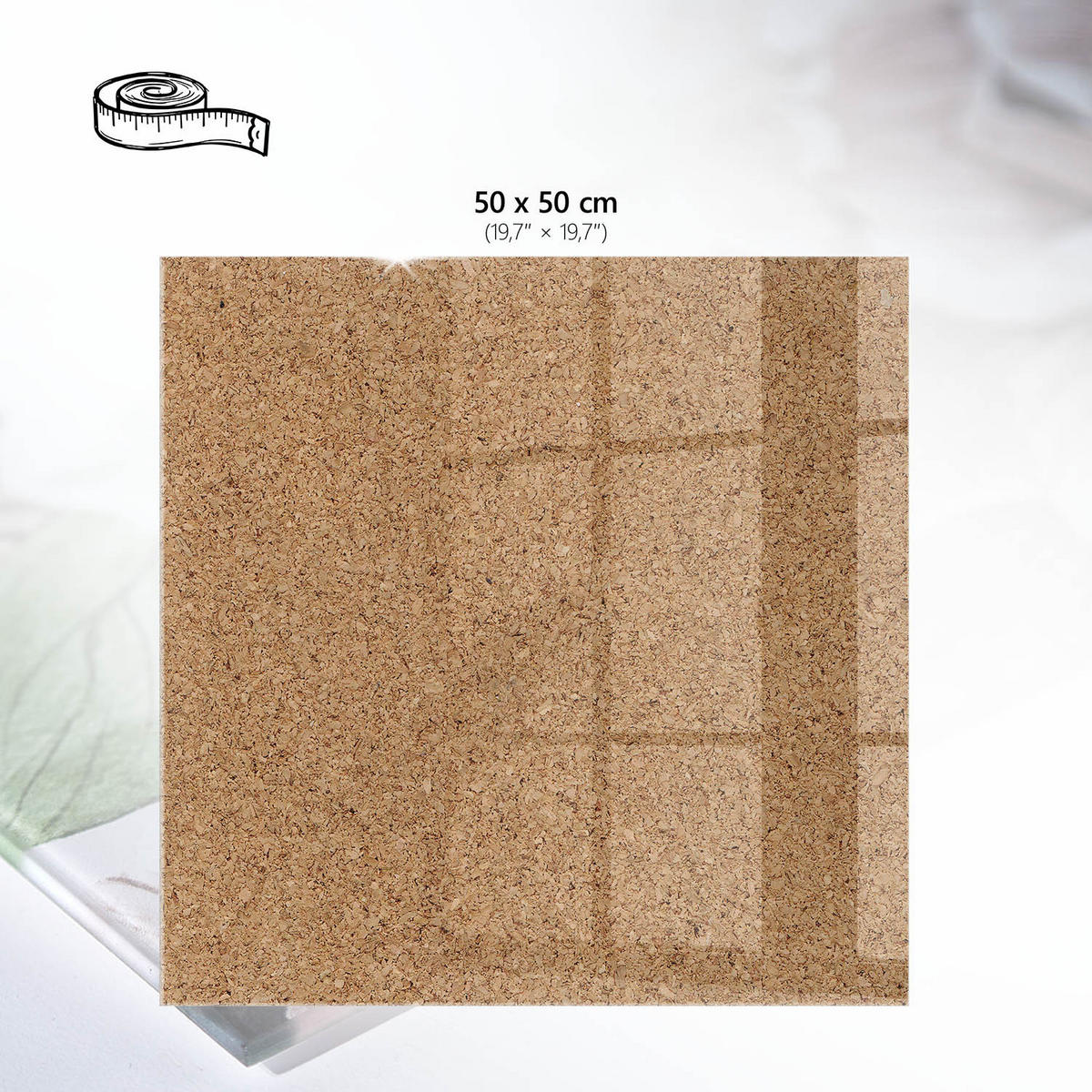 TISCHPLATTE 50x50 cm – Korktextur - Grün, Glas (50/50/0.4cm) - Wallfluent