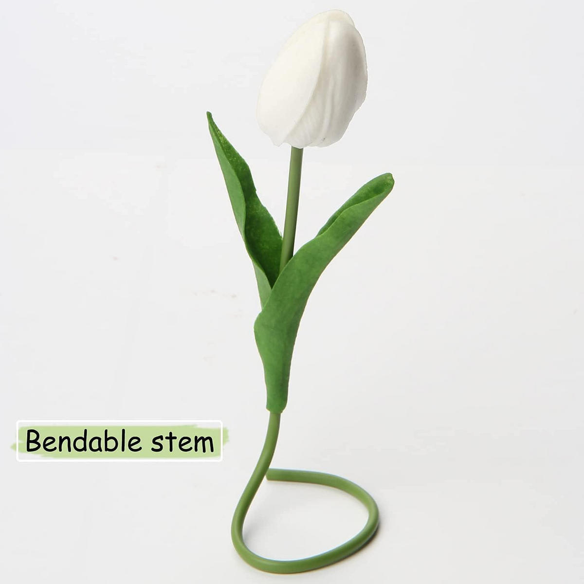KÜNSTLICHE Tulpen 20 Stück Set Weiß 34 cm - Weiß, Kunststoff (34cm)