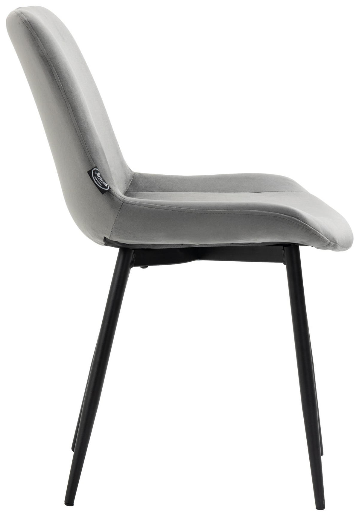 STUHL 2er Set Samt grau - Schwarz/Grau, Textil/Metall (51/80/60cm) - CLP