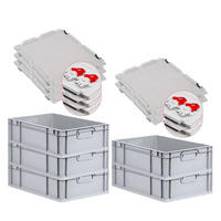 EUROBOX 5x Nextgen Economy Mit Scharnierdeckel Grau/Rot Griffe Geschlossen 34 Liter - Rot, Kunststoff (40/17/60cm) - PROREGAL