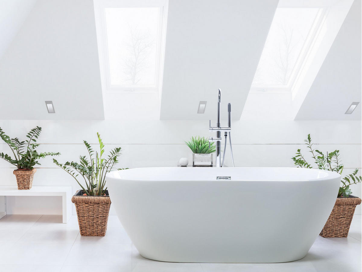BADEWANNE FREISTEHEND 80x170x59 cm weiß Nevis - Weiß, Kunststoff (80/59/170cm) - Beliani