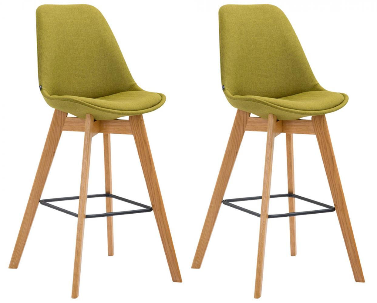 BARHOCKER 2 Stoff Grün - Eukalyptusholzfarben/Grün, Holz/Textil (48/112/56cm) - CLP