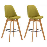 BARHOCKER 2 Stoff Grün - Eukalyptusholzfarben/Grün, Holz/Textil (48/112/56cm) - CLP