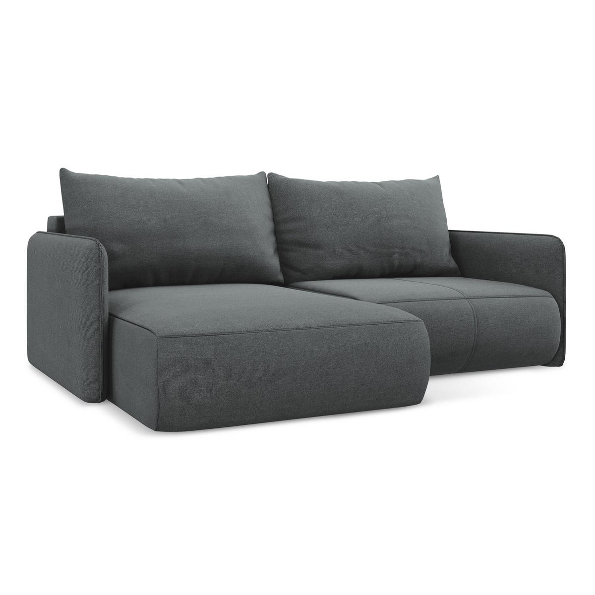 ECKSOFA mit Schlaffunktion Strukturstoff Stoff Grau - Schwarz/Grau, Kunststoff/Textil (148/207cm) - LaMiaSofa