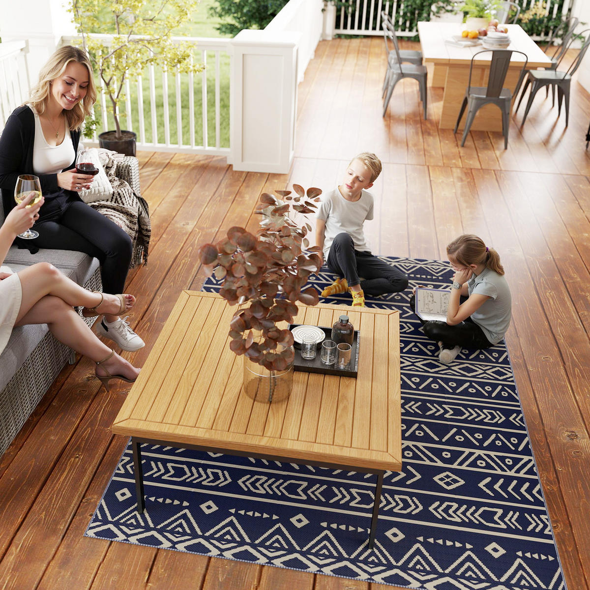 OUTDOORTEPPICH für Terrasse und Balkon,Boho-Style - Blau, Textil (274/182cm) - Kaket