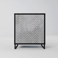 SIDEBOARD CONCRETE ZIG ZAG, Schwarz, 57,5x42x67,5 cm, Schwarze Metall-Rahmenfüße - Multicolor/Schwarz, Holzwerkstoff/Metall (57.5/67.5/42cm) - SpaceRebels